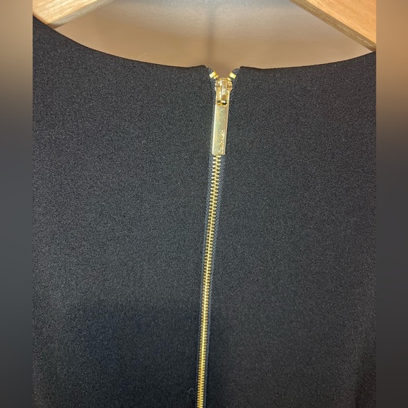 Calvin Klein size12 Belted Midi Black Dress Gold zip sleeveless cocktail formal - Picture 8 of 13